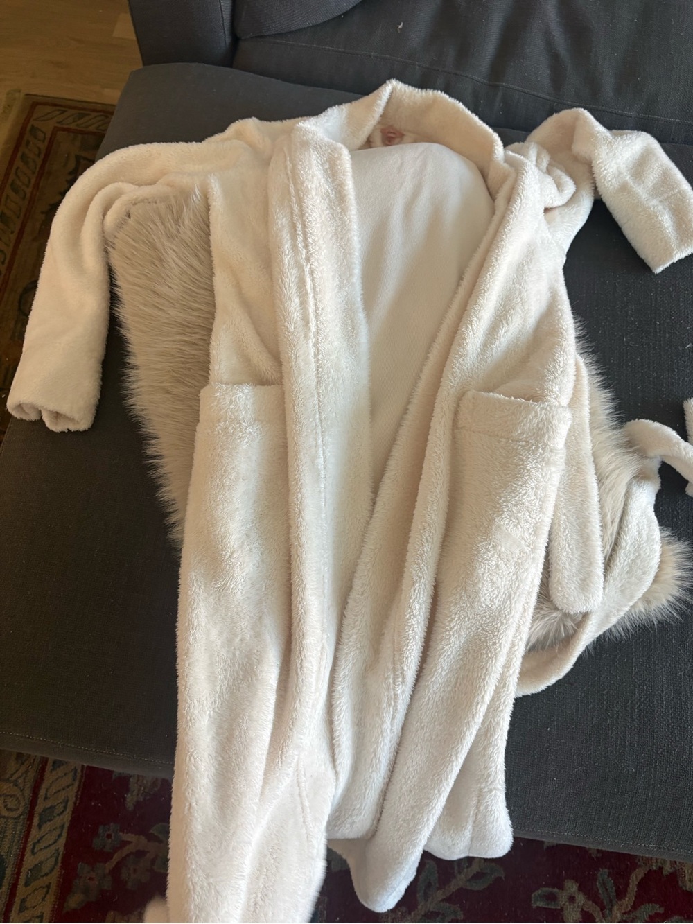 New Eberjey Cozy Women's Plush Bathrobe - Cream